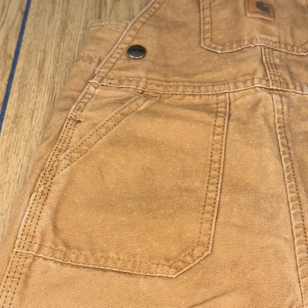 Carhartt Toddler Tan Canvas Bib Overalls‎ 24 Months Snap Leg 100 Cotton